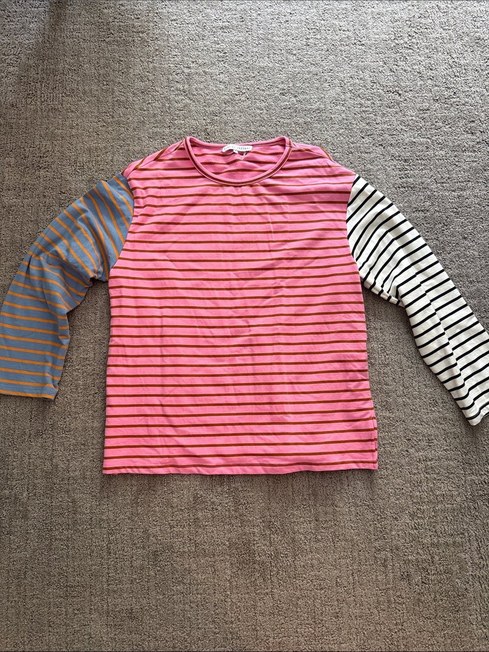 English Factory Long Sleeve Mixed Stripe Top - Pink, Blue, Black